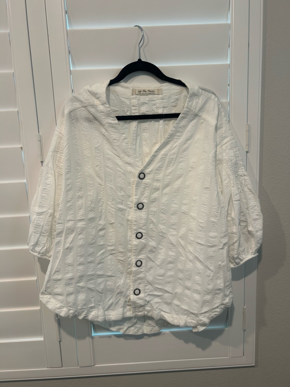 We The Free White Textured Button-Front Shirt
